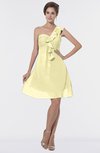 ColsBM Emmy Soft Yellow Romantic One Shoulder Sleeveless Backless Ruching Bridesmaid Dresses
