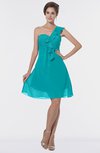 ColsBM Emmy Teal Romantic One Shoulder Sleeveless Backless Ruching Bridesmaid Dresses