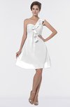 ColsBM Emmy White Romantic One Shoulder Sleeveless Backless Ruching Bridesmaid Dresses