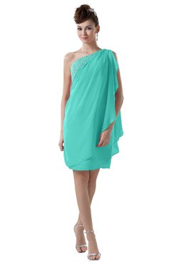 ColsBM Layla Blue Turquoise Informal Sheath Backless Chiffon Knee Length Paillette Homecoming Dresses