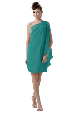 ColsBM Layla Emerald Green Informal Sheath Backless Chiffon Knee Length Paillette Homecoming Dresses
