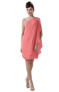 ColsBM Layla Shell Pink Informal Sheath Backless Chiffon Knee Length Paillette Homecoming Dresses