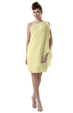 ColsBM Layla Soft Yellow Informal Sheath Backless Chiffon Knee Length Paillette Homecoming Dresses