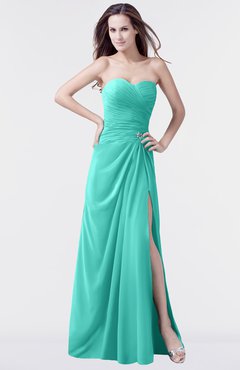 ColsBM Mary Blue Turquoise Elegant A-line Sweetheart Sleeveless Floor Length Pleated Bridesmaid Dresses