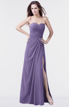 ColsBM Mary Chalk Violet Elegant A-line Sweetheart Sleeveless Floor Length Pleated Bridesmaid Dresses