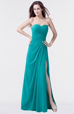 ColsBM Mary Peacock Blue Elegant A-line Sweetheart Sleeveless Floor Length Pleated Bridesmaid Dresses