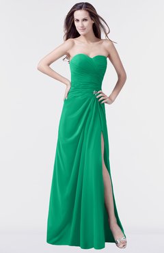 ColsBM Mary Pepper Green Elegant A-line Sweetheart Sleeveless Floor Length Pleated Bridesmaid Dresses