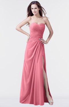 ColsBM Mary Watermelon Elegant A-line Sweetheart Sleeveless Floor Length Pleated Bridesmaid Dresses