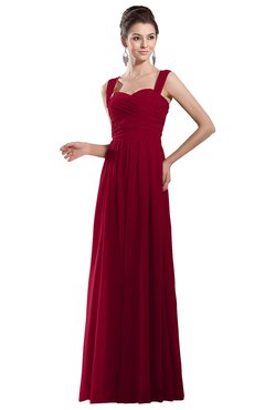 ColsBM Alena Maroon Simple A-line Sleeveless Chiffon Floor Length Pleated Evening Dresses