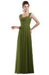 ColsBM Alena Olive Green Simple A-line Sleeveless Chiffon Floor Length Pleated Evening Dresses