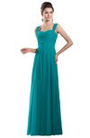ColsBM Alena Peacock Blue Simple A-line Sleeveless Chiffon Floor Length Pleated Evening Dresses
