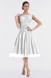 ColsBM Alissa Cloud White Cute A-line Sleeveless Knee Length Ruching Bridesmaid Dresses