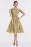 ColsBM Alissa Gold Cute A-line Sleeveless Knee Length Ruching Bridesmaid Dresses
