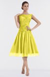 ColsBM Alissa Pale Yellow Cute A-line Sleeveless Knee Length Ruching Bridesmaid Dresses