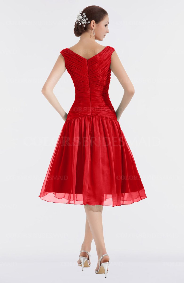 red knee length bridesmaid dresses