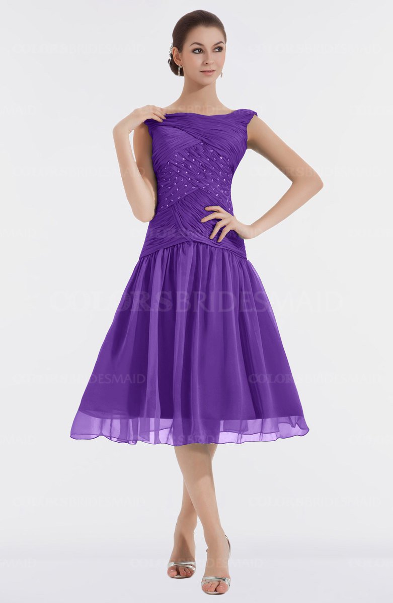 purple knee length bridesmaid dresses