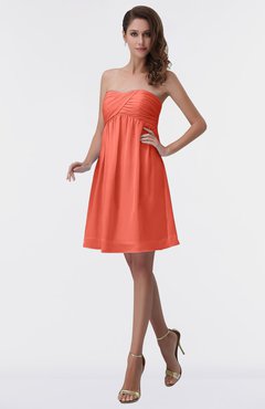 ColsBM Aviana Fusion Coral Elegant A-line Sleeveless Chiffon Pleated Party Dresses