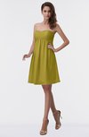 ColsBM Aviana Golden Olive Elegant A-line Sleeveless Chiffon Pleated Party Dresses