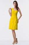 ColsBM Harmony Yellow Cute Sheath One Shoulder Sleeveless Knee Length Little Black Dresses
