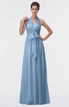 ColsBM Allie Dusty Blue Modest A-line Backless Floor Length Pleated Bridesmaid Dresses