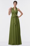 ColsBM Allie Olive Green Modest A-line Backless Floor Length Pleated Bridesmaid Dresses