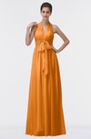 ColsBM Allie Orange Modest A-line Backless Floor Length Pleated Bridesmaid Dresses