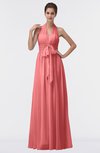 ColsBM Allie Shell Pink Modest A-line Backless Floor Length Pleated Bridesmaid Dresses