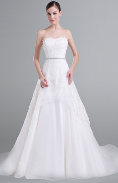 ColsBM Lyla Romantic Beach A-line Sleeveless Satin Court Train Sash Bridal Gowns