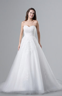 ColsBM Amelie Gorgeous Church Sweetheart Sleeveless Net Court Train Appliques Bridal Gowns