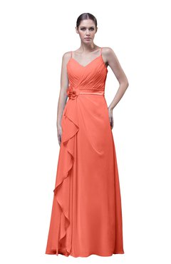 ColsBM Shirley Fusion Coral Elegant A-line Spaghetti Sleeveless Flower Prom Dresses