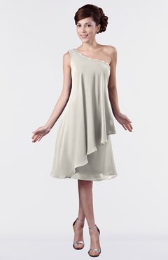 ColsBM Mallory Off White Cute One Shoulder Zipper Knee Length Rhinestone Plus Size Bridesmaid Dresses