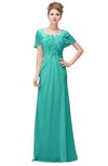 ColsBM Luna Blue Turquoise Casual A-line Square Short Sleeve Floor Length Plus Size Bridesmaid Dresses