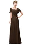 ColsBM Luna Chocolate Brown Casual A-line Square Short Sleeve Floor Length Plus Size Bridesmaid Dresses