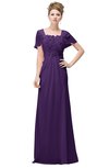 ColsBM Luna Dark Purple Casual A-line Square Short Sleeve Floor Length Plus Size Bridesmaid Dresses