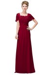 ColsBM Luna Dark Red Casual A-line Square Short Sleeve Floor Length Plus Size Bridesmaid Dresses