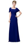 ColsBM Luna Electric Blue Casual A-line Square Short Sleeve Floor Length Plus Size Bridesmaid Dresses