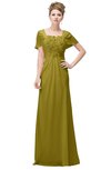 ColsBM Luna Golden Olive Casual A-line Square Short Sleeve Floor Length Plus Size Bridesmaid Dresses