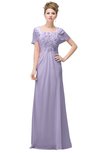ColsBM Luna Light Purple Casual A-line Square Short Sleeve Floor Length Plus Size Bridesmaid Dresses