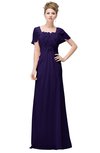 ColsBM Luna Royal Purple Casual A-line Square Short Sleeve Floor Length Plus Size Bridesmaid Dresses