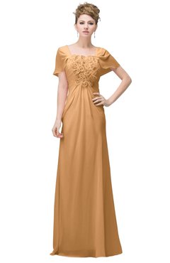 ColsBM Luna Salmon Buff Casual A-line Square Short Sleeve Floor Length Plus Size Bridesmaid Dresses