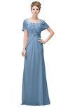 ColsBM Luna Sky Blue Casual A-line Square Short Sleeve Floor Length Plus Size Bridesmaid Dresses