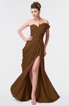 ColsBM Gwen Brown Elegant A-line Strapless Sleeveless Backless Floor Length Plus Size Bridesmaid Dresses