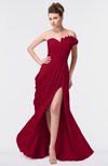 ColsBM Gwen Dark Red Elegant A-line Strapless Sleeveless Backless Floor Length Plus Size Bridesmaid Dresses