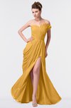 ColsBM Gwen Golden Cream Elegant A-line Strapless Sleeveless Backless Floor Length Plus Size Bridesmaid Dresses