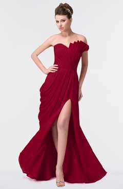ColsBM Gwen Maroon Elegant A-line Strapless Sleeveless Backless Floor Length Plus Size Bridesmaid Dresses