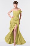 ColsBM Gwen Misted Yellow Elegant A-line Strapless Sleeveless Backless Floor Length Plus Size Bridesmaid Dresses