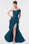 ColsBM Gwen Moroccan Blue Elegant A-line Strapless Sleeveless Backless Floor Length Plus Size Bridesmaid Dresses