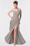 ColsBM Gwen Mushroom Elegant A-line Strapless Sleeveless Backless Floor Length Plus Size Bridesmaid Dresses