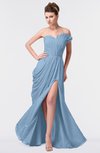 ColsBM Gwen Sky Blue Elegant A-line Strapless Sleeveless Backless Floor Length Plus Size Bridesmaid Dresses