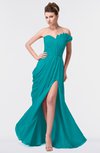 ColsBM Gwen Teal Elegant A-line Strapless Sleeveless Backless Floor Length Plus Size Bridesmaid Dresses